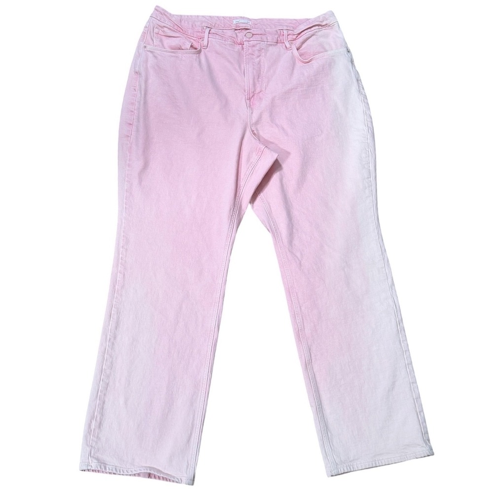 Good American Good 90s Relaxed Ombré Pink White Straight Leg Jeans High Rise 18